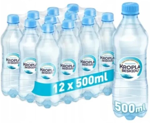 Woda KROPLA BESKIDU niegazowana 0.5L butelka PET zgrzewka 12 szt. KAUCJA
