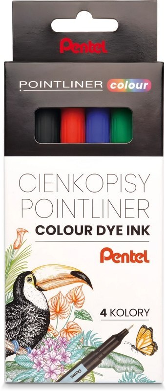 Zestaw cienkopisów pointliner colour, (4 szt.), S40-ST4PL PENTEL