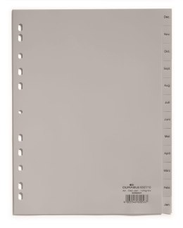Przekładki PP A4 szare, nadr. indeks, 1-12, 1 2 części Szary 650710 DURABLE