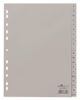 Przekładki PP A4 szare, nadr. indeks, A-Z, 20 części Szary 651010 DURABLE