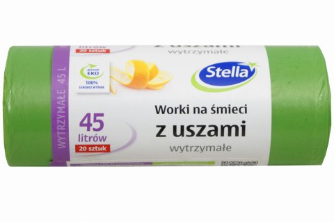 STELLA Worki 45l na śmieci, z uszami, zielone (20 szt.) 032884
