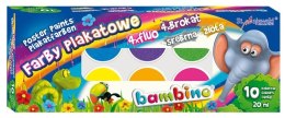 Farby plakatowe 10kol 20ml fluo+brokat 1956