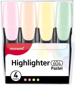 Gruby zakreślacz Highlighter 604 - zestaw 4 kolorów pastelowych MONAMI, 20632495040