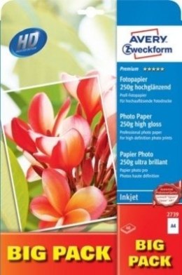 Papier fotograficzny Premium wysokobłyszczący 250g, 210 x 297 mm, biały, AVERY ZWECKFORM, 2556-15P